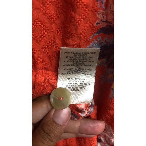 254. Mauve Anthropologie flowy floral blouse size 4 - Picture 8 of 9